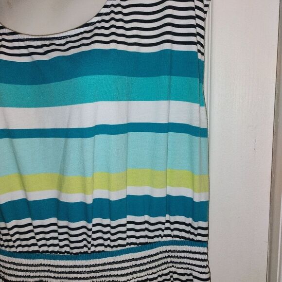 LOFT Blue and Green Sleeveless Sundress - Picture 3 of 11